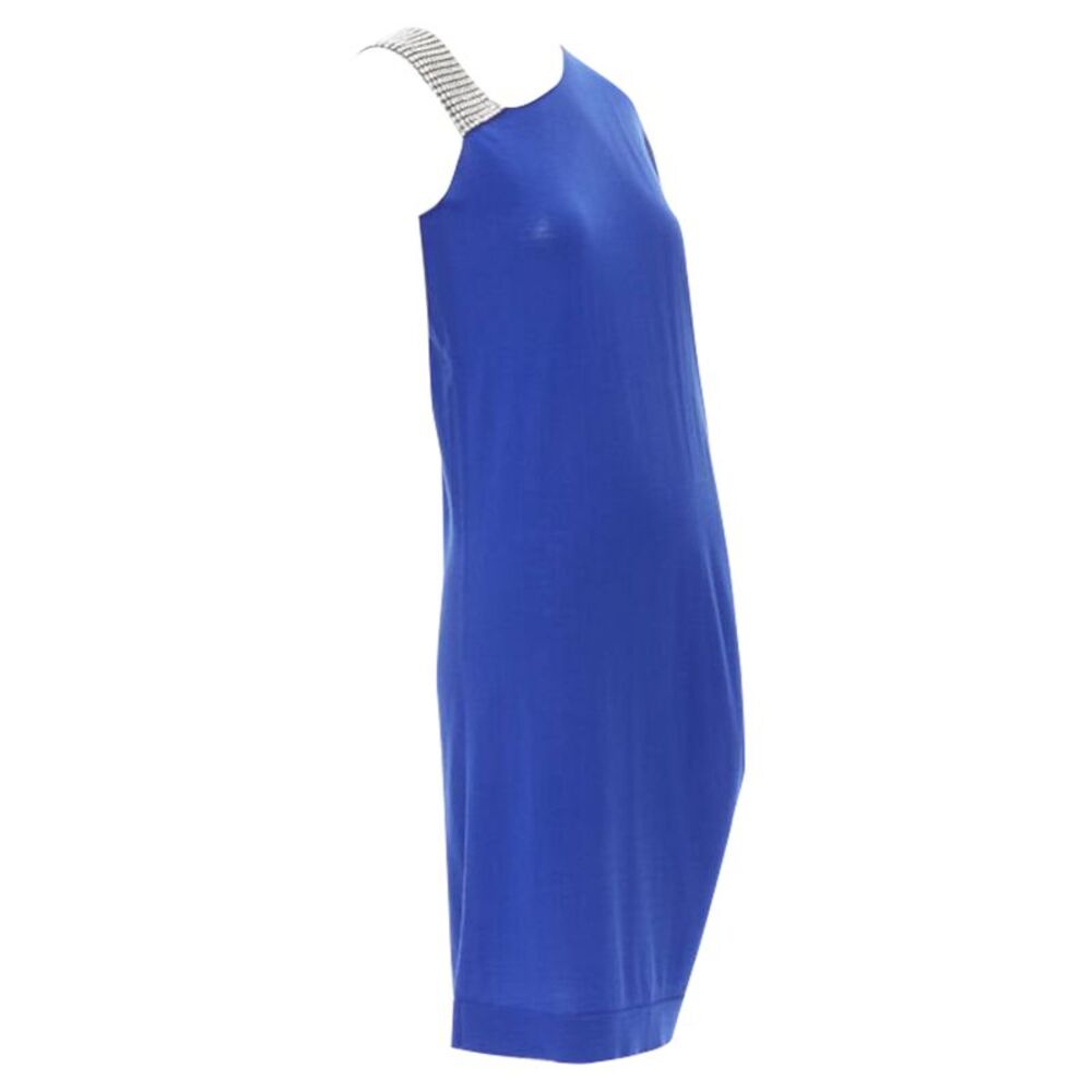 Balmain wool crystal rhinestone strap asymmetric dress - Picture 3 of 6
